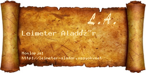 Leimeter Aladár névjegykártya
